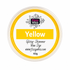 A round plastic tub of Fizzy Whiz Yellow Glitter Shimmer Wax Dye, 40g, on a solid white background.
