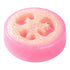 Pink loofah sponge on a white background
