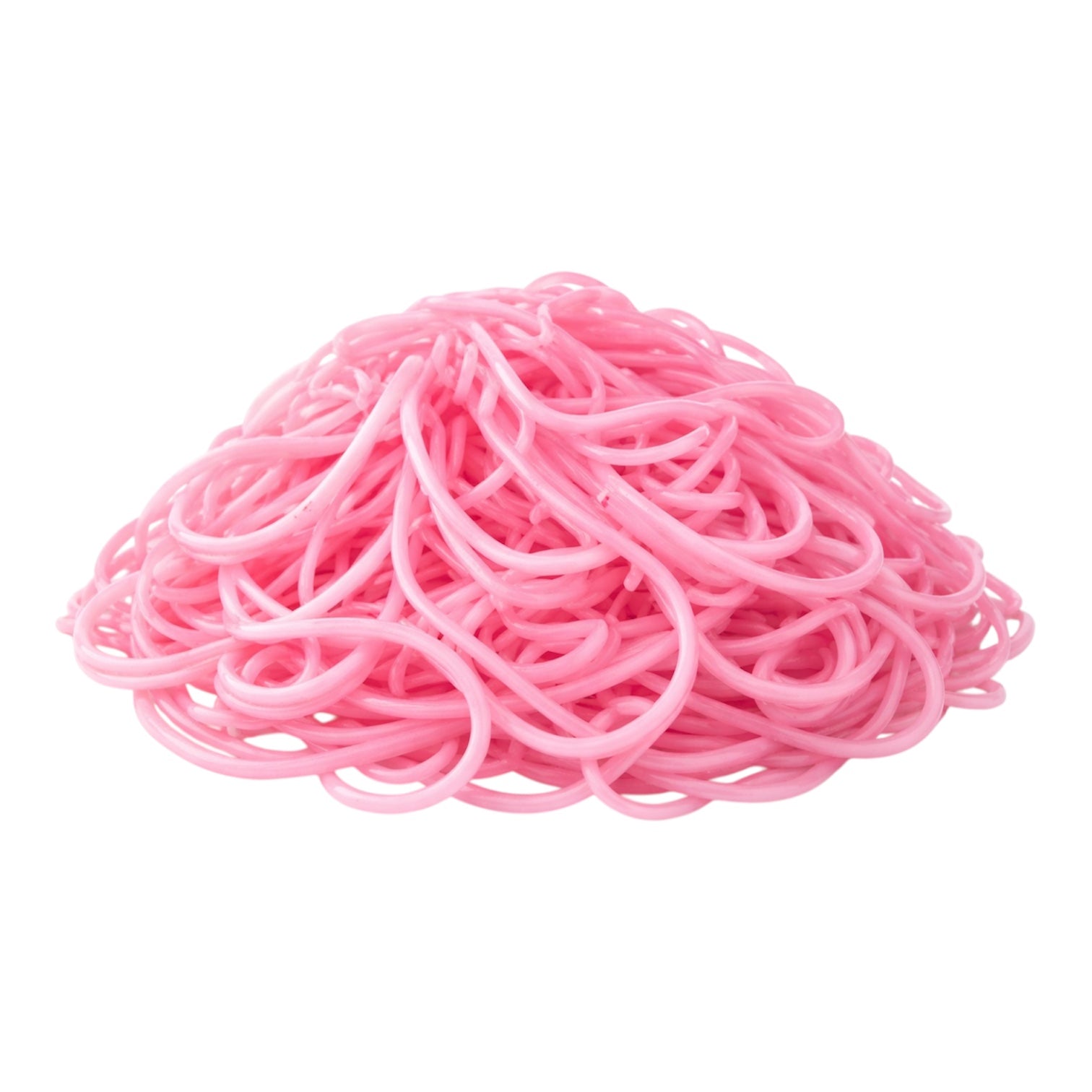 pink soap noodles on a white background